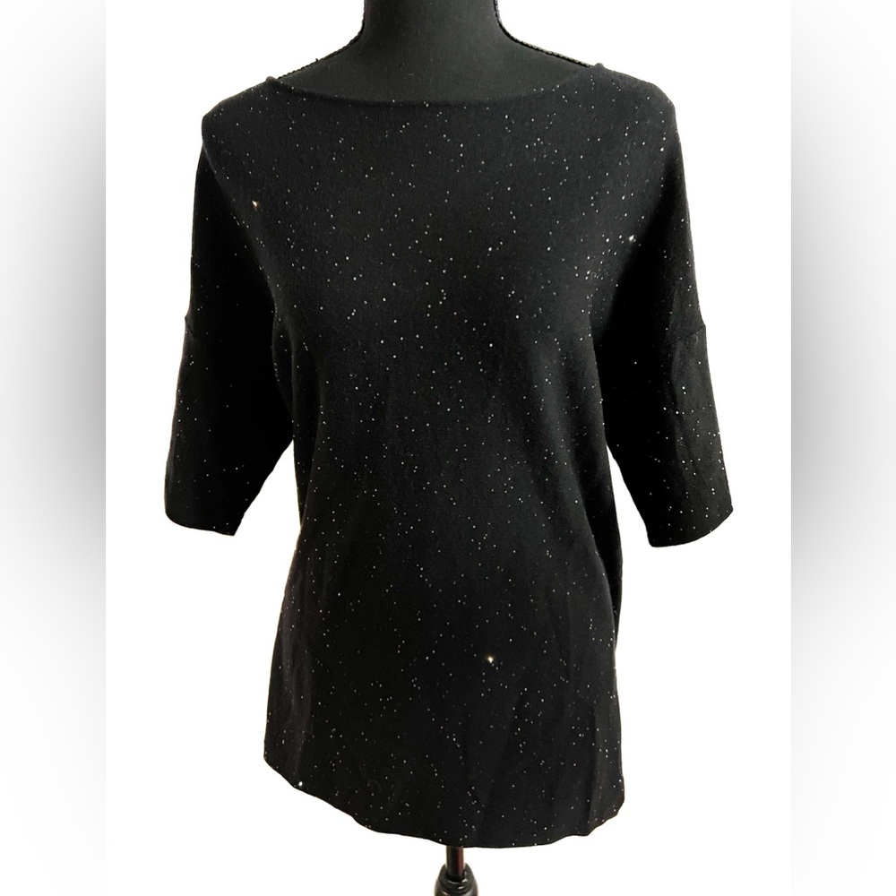 Eileen Fischer sparkle merino wool top. Size medium